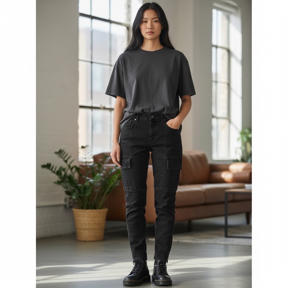 Zara Women's Black Skinny cargo Jeans size 34